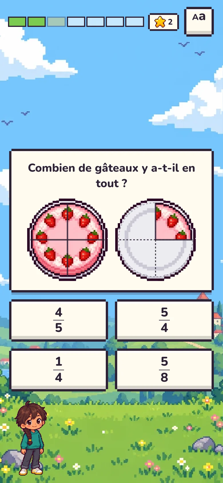 Des gâteaux partagés en quarts