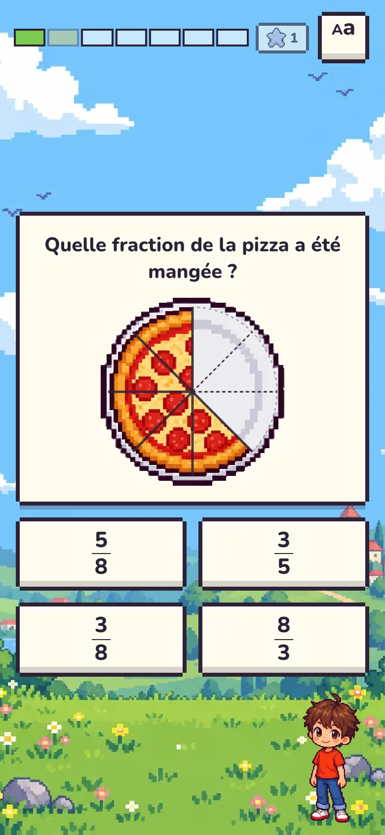 Une fraction de pizza à lire
